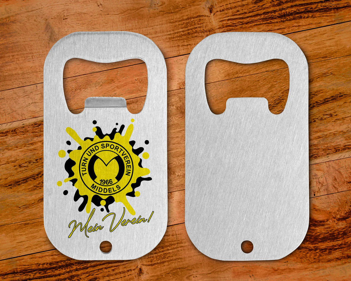 Flaschenöffner TuS Middels – Splash Edition (Edelstahl, 70×38×1,5 mm)