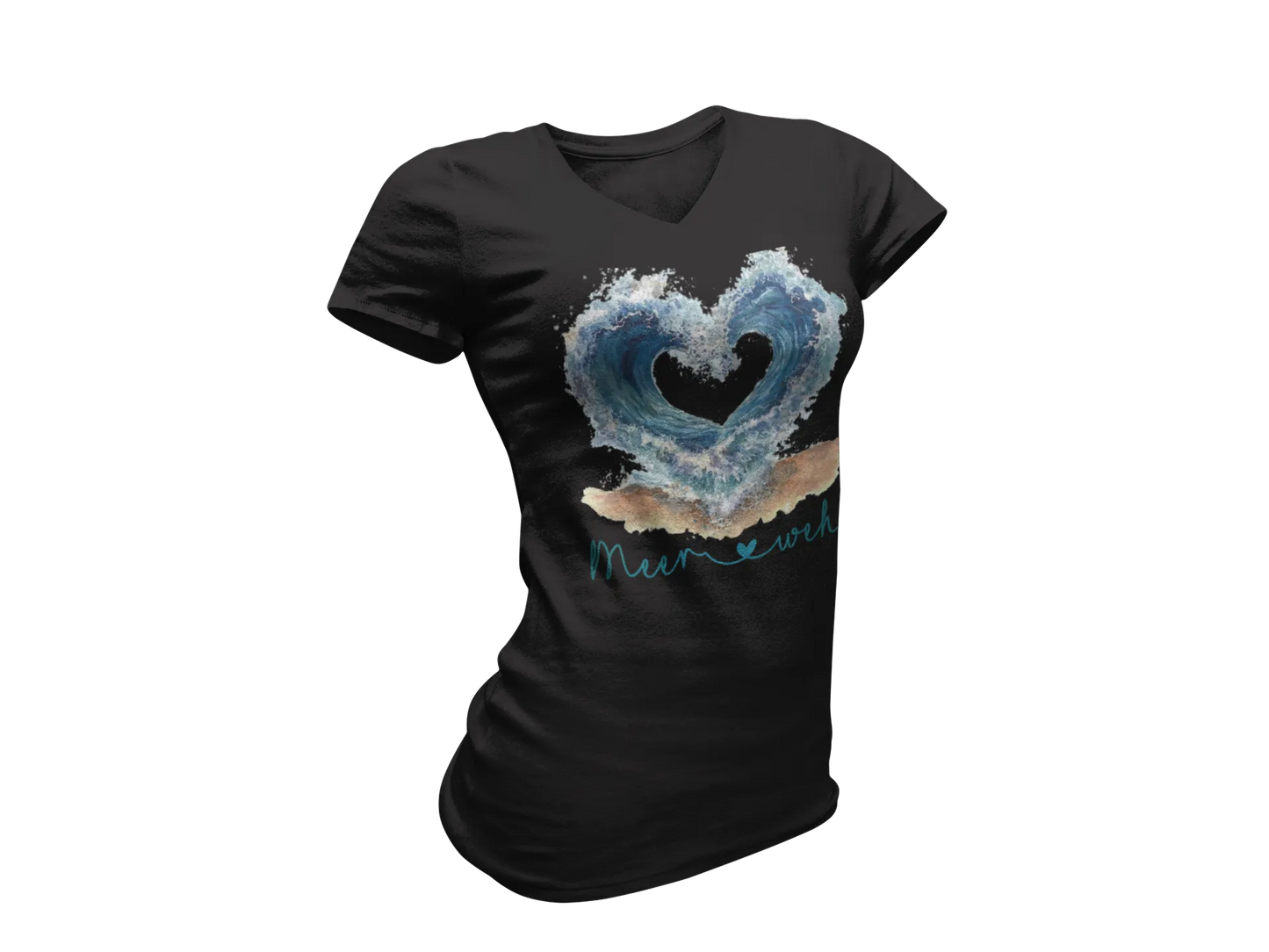 Damen T-Shirt mit V-Ausschnitt – Wellen Meerweh Edition