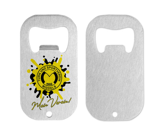 Flaschenöffner TuS Middels – Splash Edition (Edelstahl, 70×38×1,5 mm)