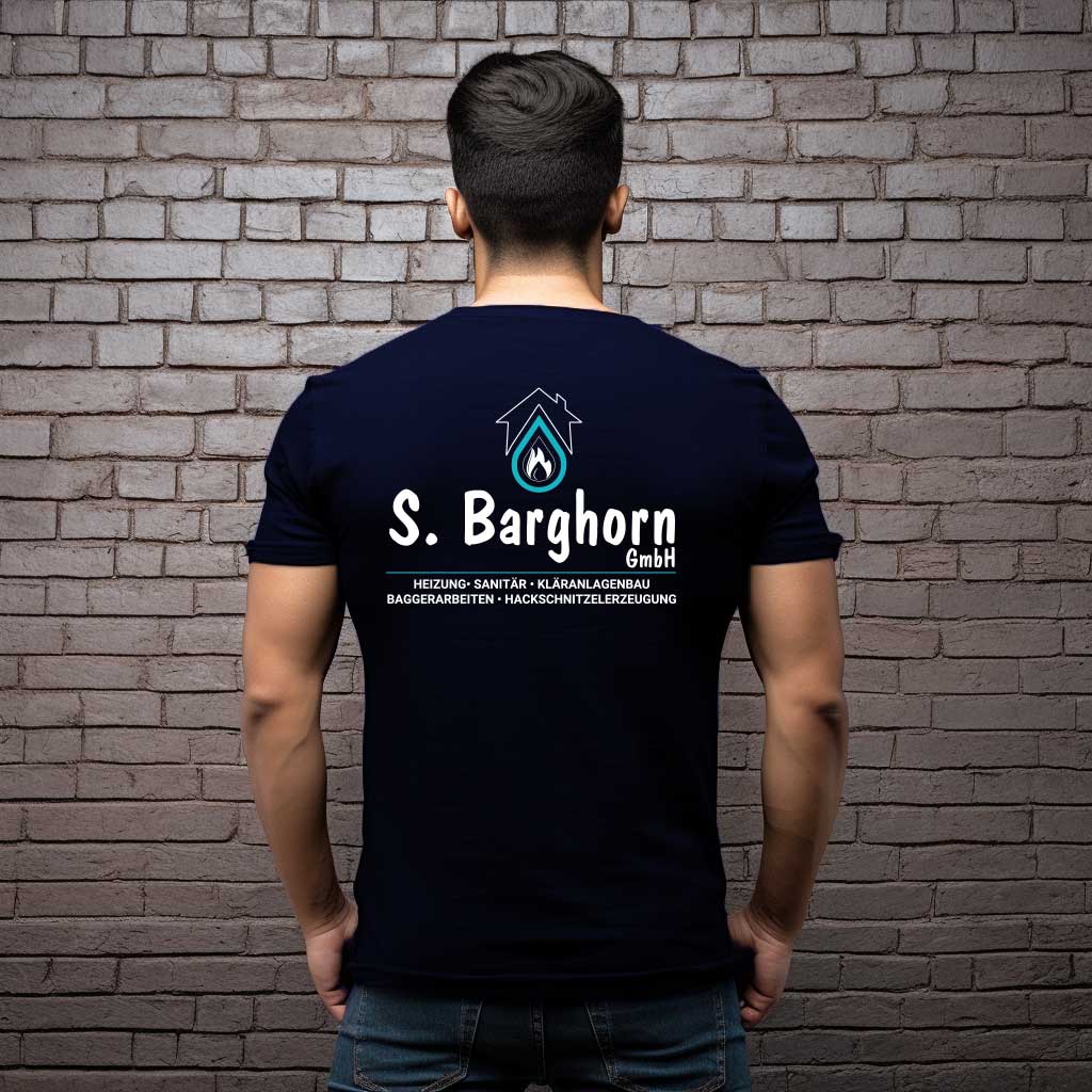 Berufskleidung mit Rückenaufdruck – T-Shirt für Handwerk & Service individuell bedruckt
