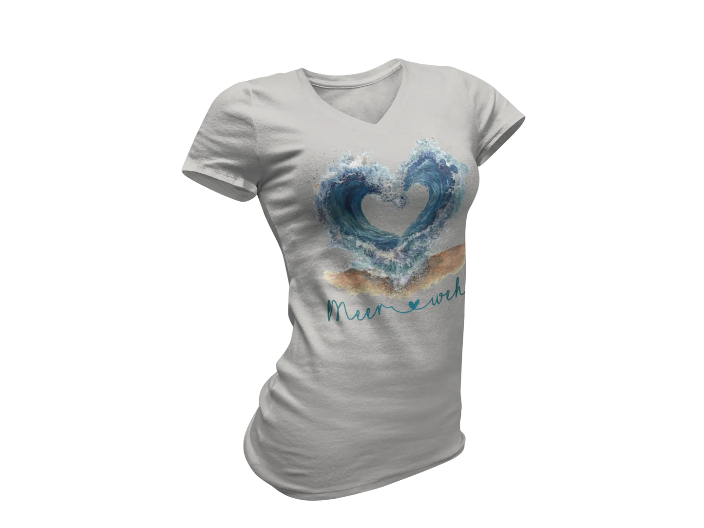 Damen T-Shirt mit V-Ausschnitt – Wellen Meerweh Edition