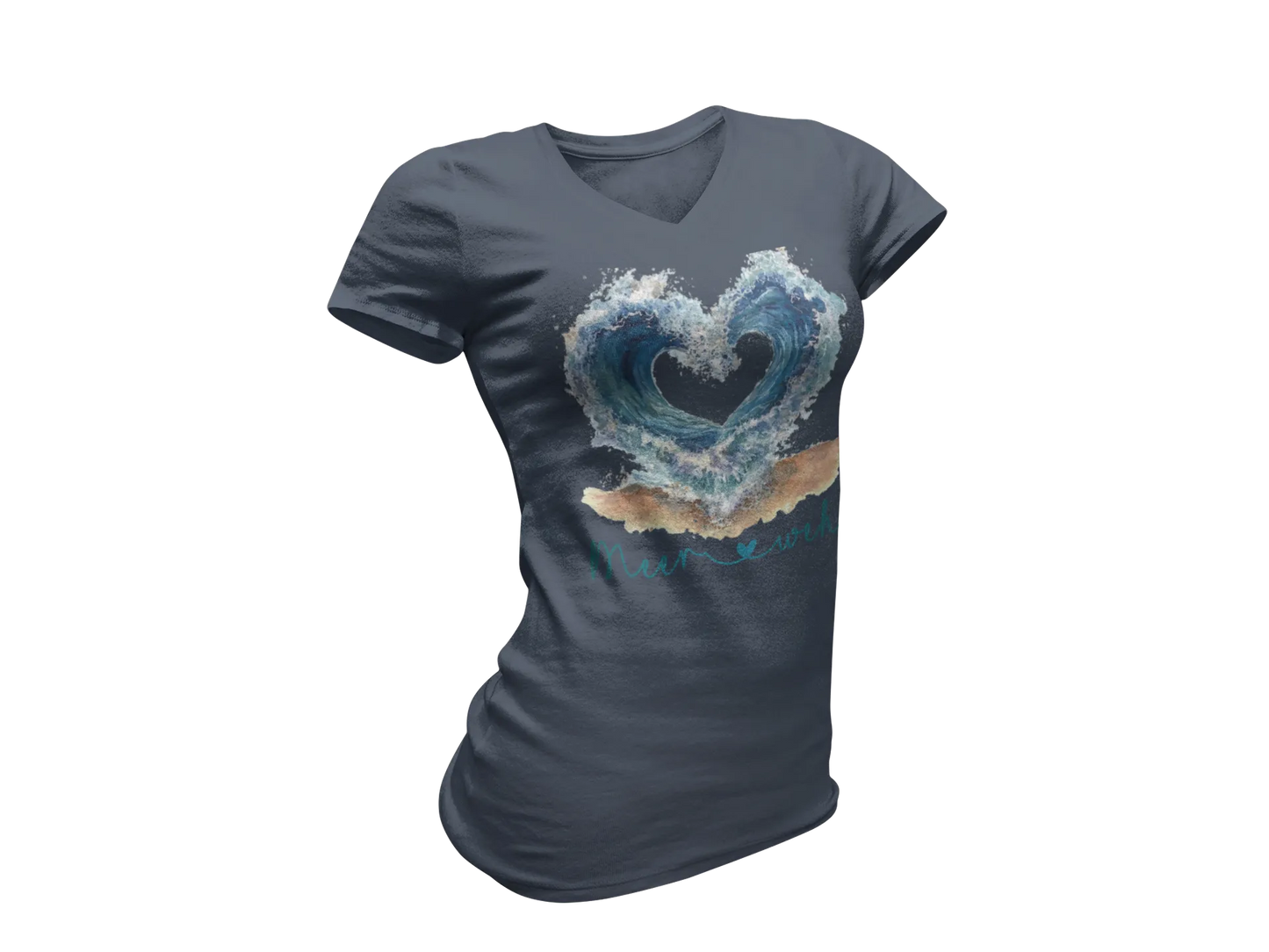 Damen T-Shirt mit V-Ausschnitt – Wellen Meerweh Edition