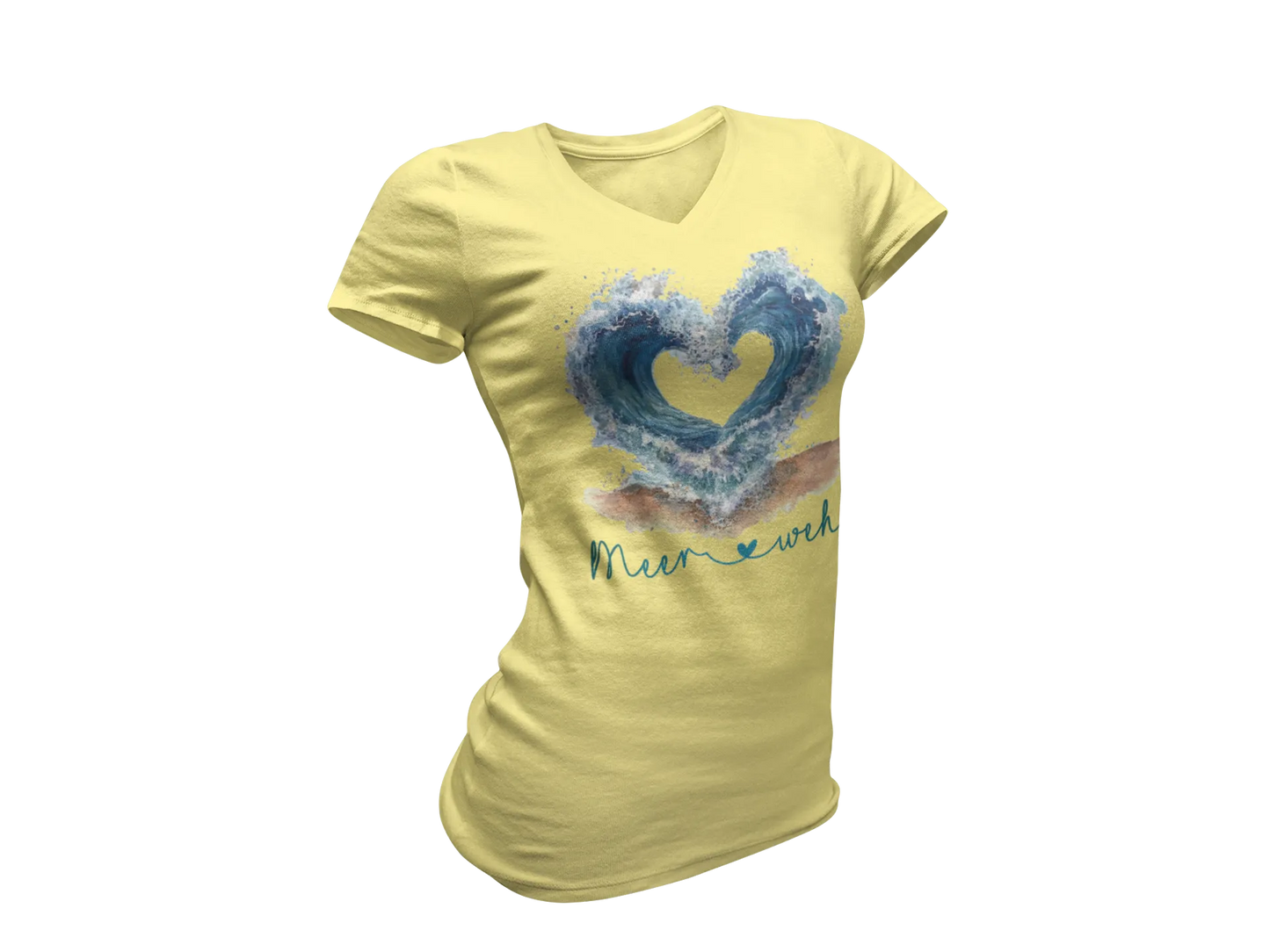 Damen T-Shirt mit V-Ausschnitt – Wellen Meerweh Edition