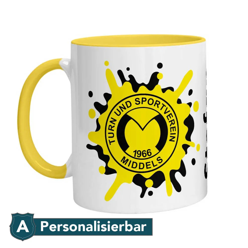 Tasse TuS Middels – Splash Personalisiert Edition (330 ml, Gelb-Innen)