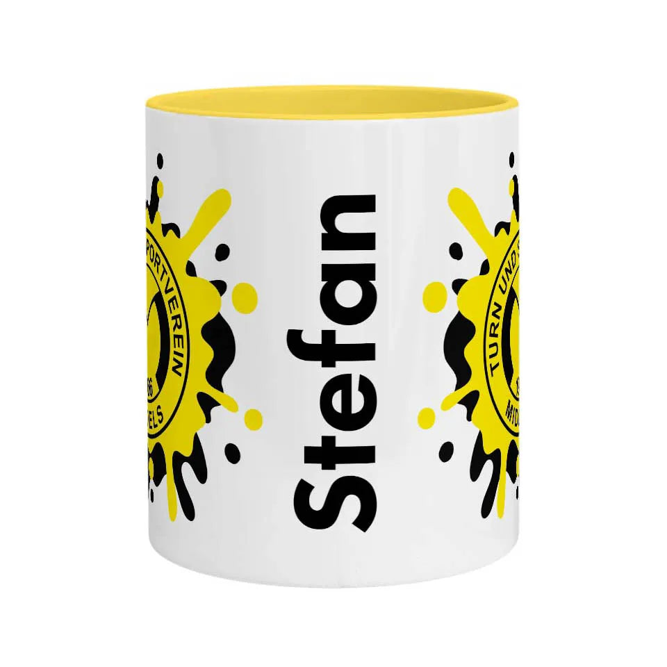 Tasse TuS Middels – Splash Personalisiert Edition (330 ml, Gelb-Innen)