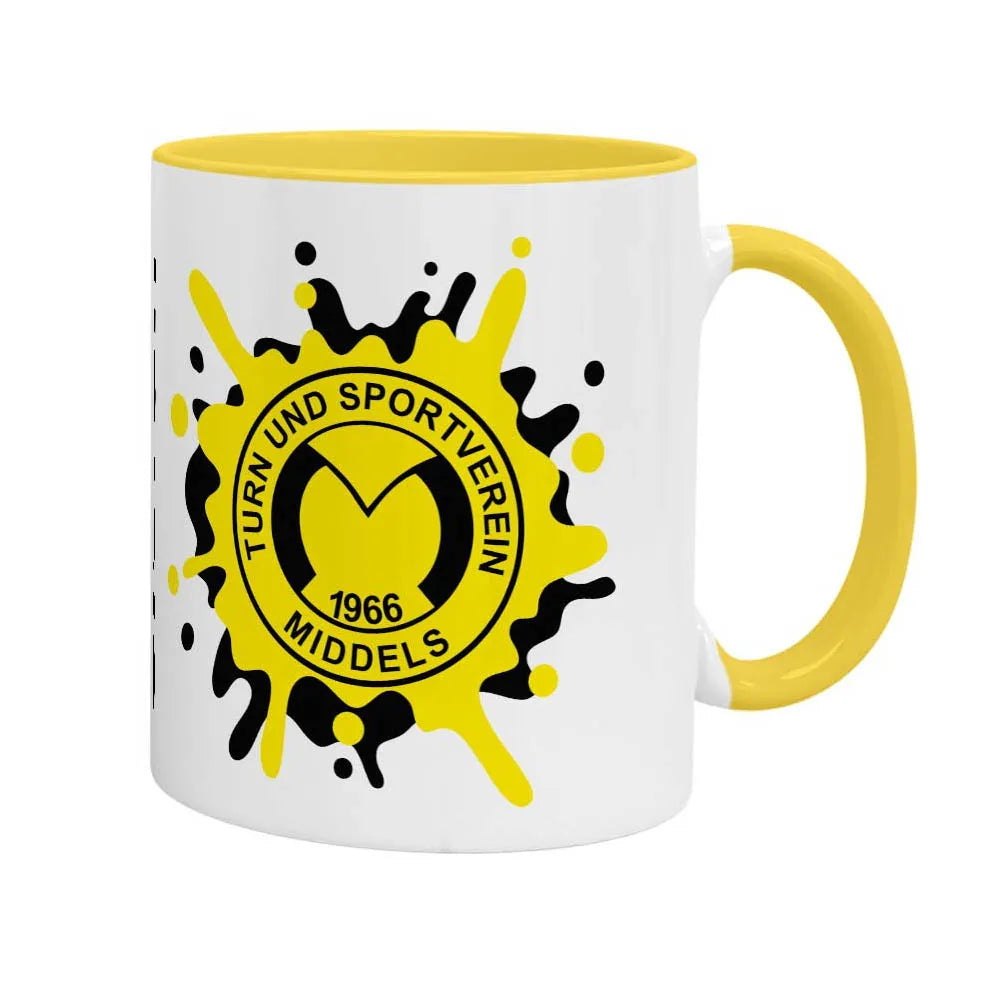 Tasse TuS Middels – Splash Personalisiert Edition (330 ml, Gelb-Innen)