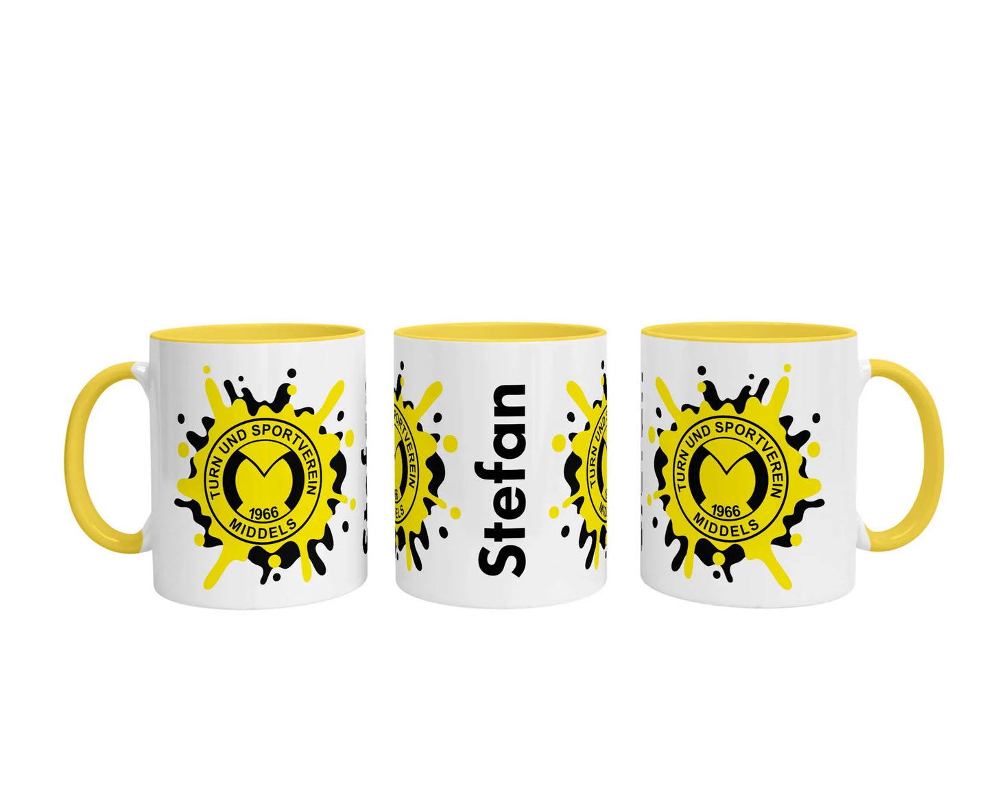 Tasse TuS Middels – Splash Personalisiert Edition (330 ml, Gelb-Innen)