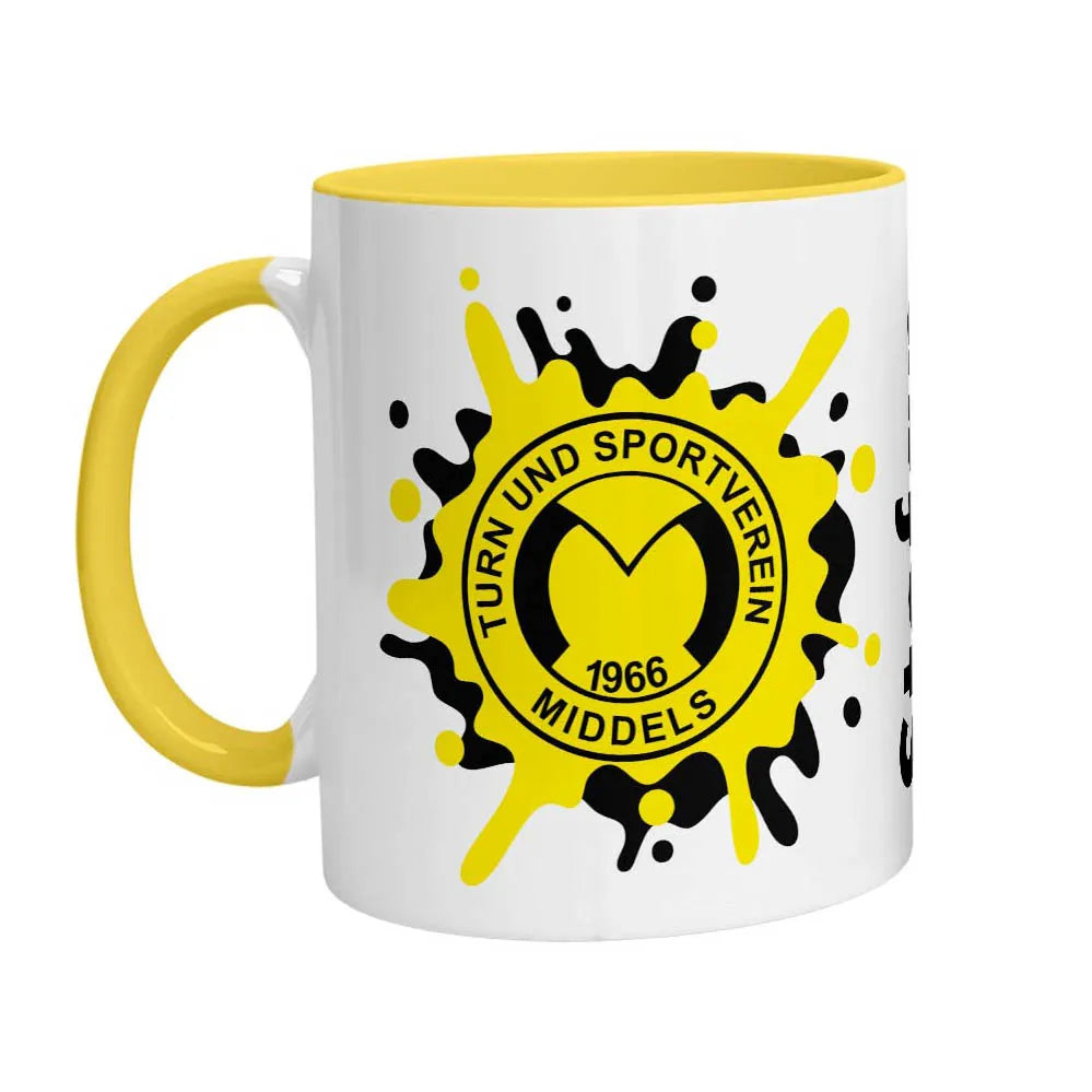 Tasse TuS Middels – Splash Personalisiert Edition (330 ml, Gelb-Innen)