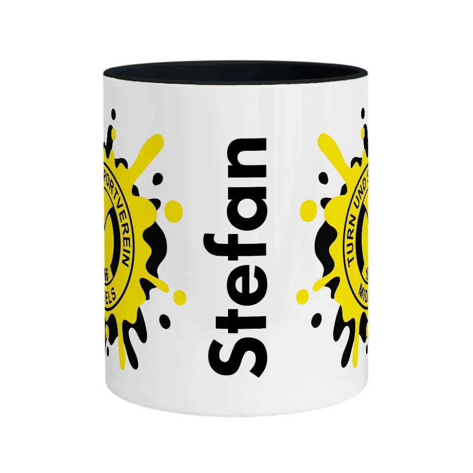 Tasse TuS Middels – Splash Personalisiert Edition (330 ml, Schwarz-Innen)
