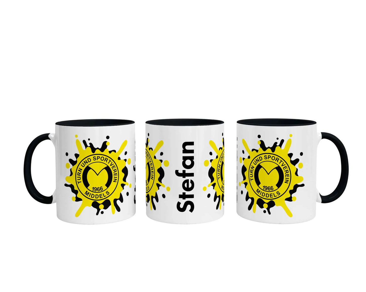 Tasse TuS Middels – Splash Personalisiert Edition (330 ml, Schwarz-Innen)